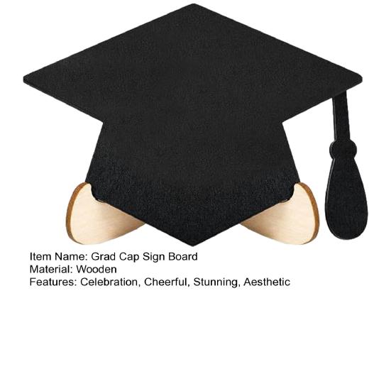 Wood Graduation Sign Board Black Grad Cap Guest Book Alternative with Stand for Class of 2026 Congrats Party Supplies Photo Props