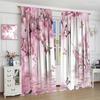Pink Tropical Cherry Blossom Curtains Beautiful Summer Jungle Orchids Hibiscus Butterfly Window Drapes Darke Curtain With Rod Pocket Polyester