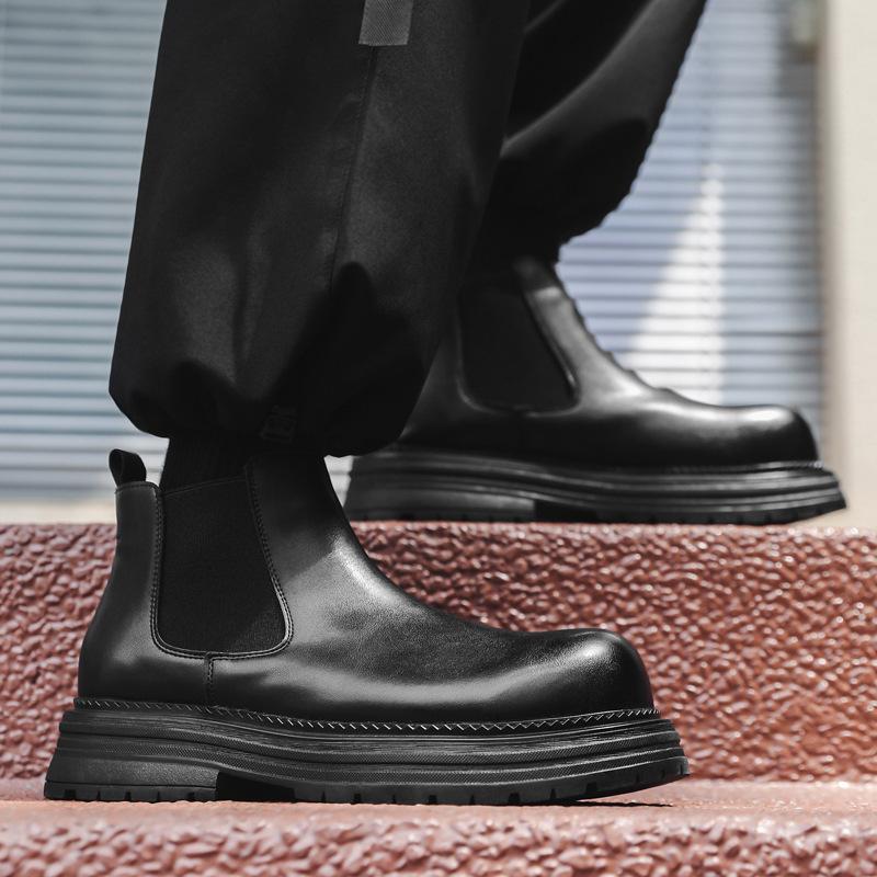 

Ботинки «Челси» мужские ретро британские однопедальные с увеличенной подошвой на платформе «локомотив» мужские короткие ботинки «Мартин» 22723-J 38 чёрный