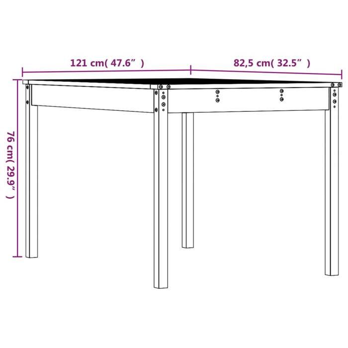VidaXL Garden Table 121x82.5x76 Cm Solid Pine Wood 823969