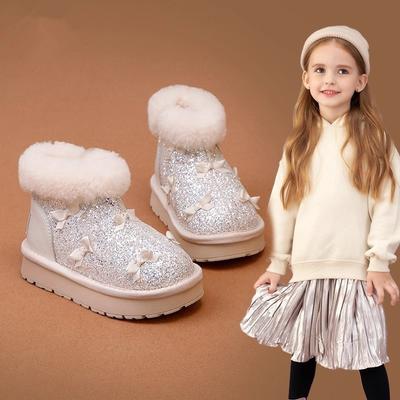 Winter Girls' Warm Snow Boots Children's Crystal Short Boots Fleece-lined Thickened Lightweight Cotton Shoes