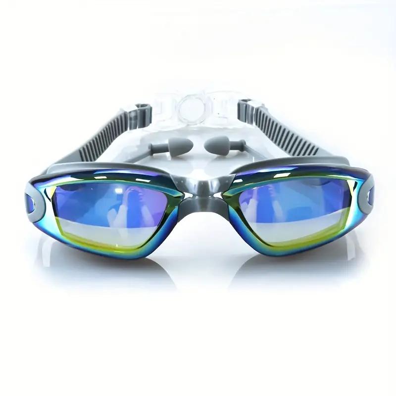 1pc Large Frame Swimming Goggles With Earplugs Waterproof Anti-fog Adult Swimming Glasses Swim Eyewear