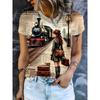 3D Printed Train Ballet T Shirt For Women Paint Brush Pattern T-Shirts Summer Fashion Round Neck Loose Tops Short Sleeve Tees