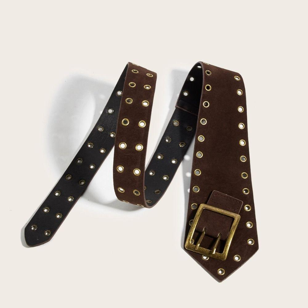 Vintage Spicy Girls Waistband PU Leather Wide Waist Belt Retro Punk Style Waist Belt  Women