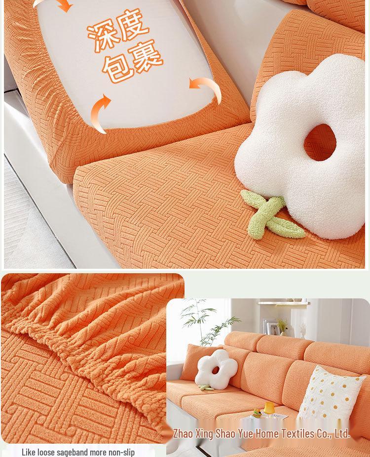 Universal Non-Slip Stretch Sofa Cover - Solid Color, All-Season Full Wrap Cushion Protector