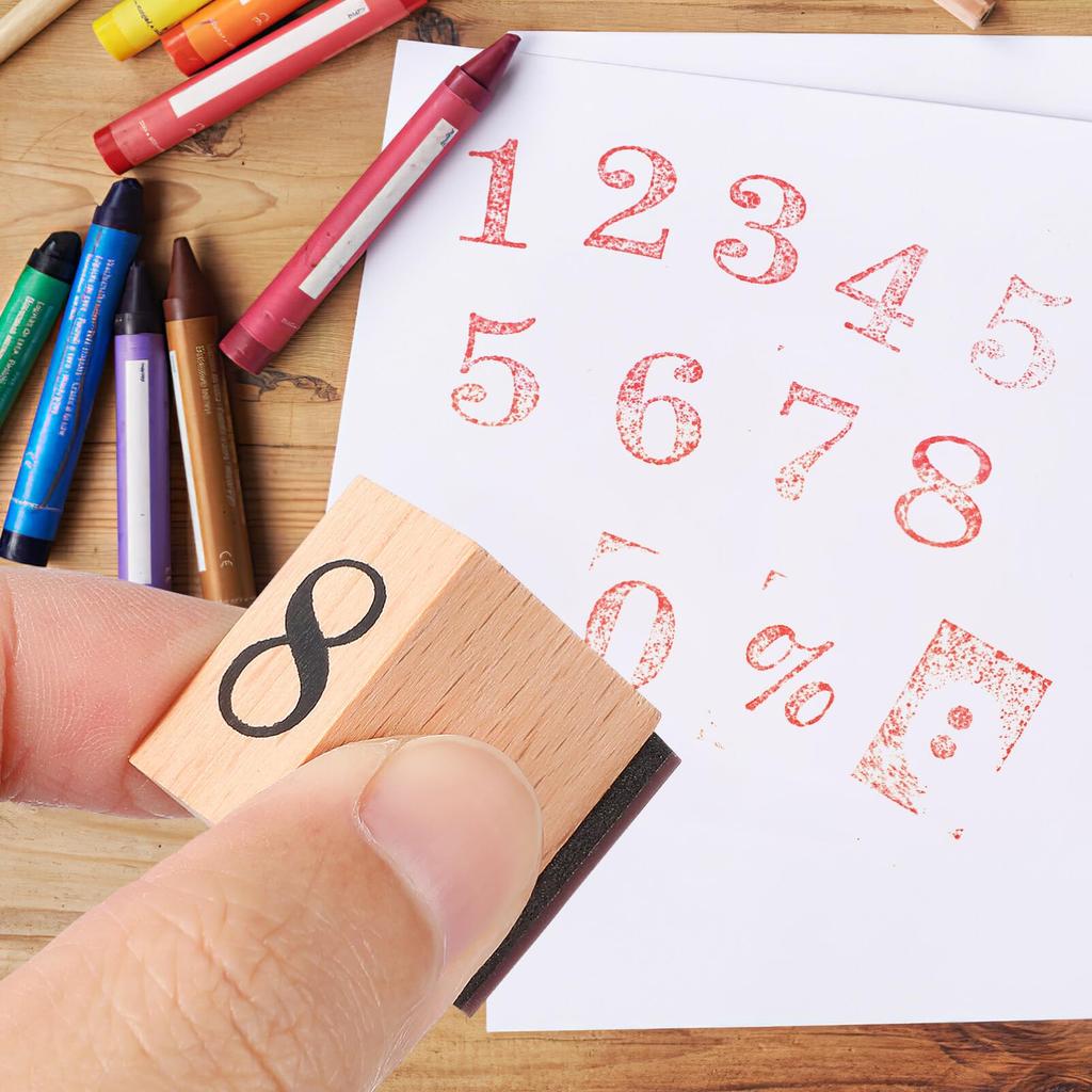 SEWACC Number Cute Wooden Date Rubber Number Set for DIY 12 Pieces and Two Stamps, Stamps, Planners, Books, Diaries, Calendars, Albums, Signs, Cards,