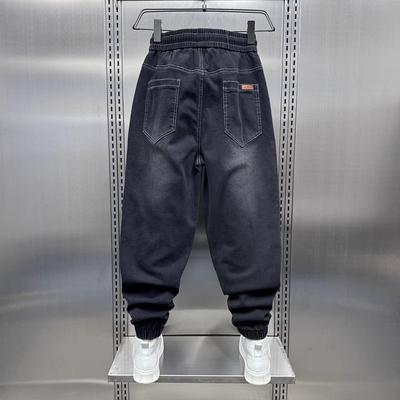 Men's Harem Jeans Japanese Harajuku Baggy Hip Hop Streetwear Black Korean Street Trousers Y2k Fashion Denim Pants