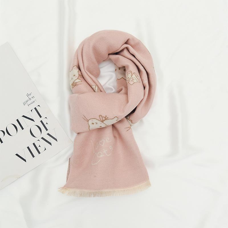Children's Versatile Tassel Shawl Imitation Cashmere Print Warm Dual Purpose Fashionable Temperament Scarf Shawl