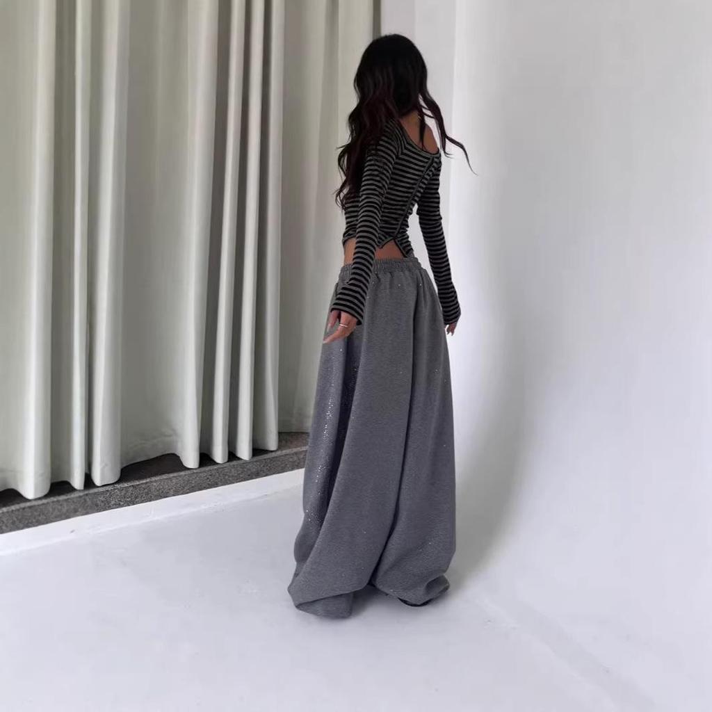 Damen Frühlings High Waist Koreanischer Stil Kordelzug Weite Hosen