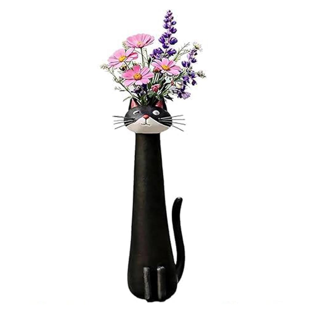 Handcrafted Ceramic Cat Vase Desktop Ornaments Unique Whimsical Cats Vases for Foyer Living Room Fireplace Bedroom Kitchen