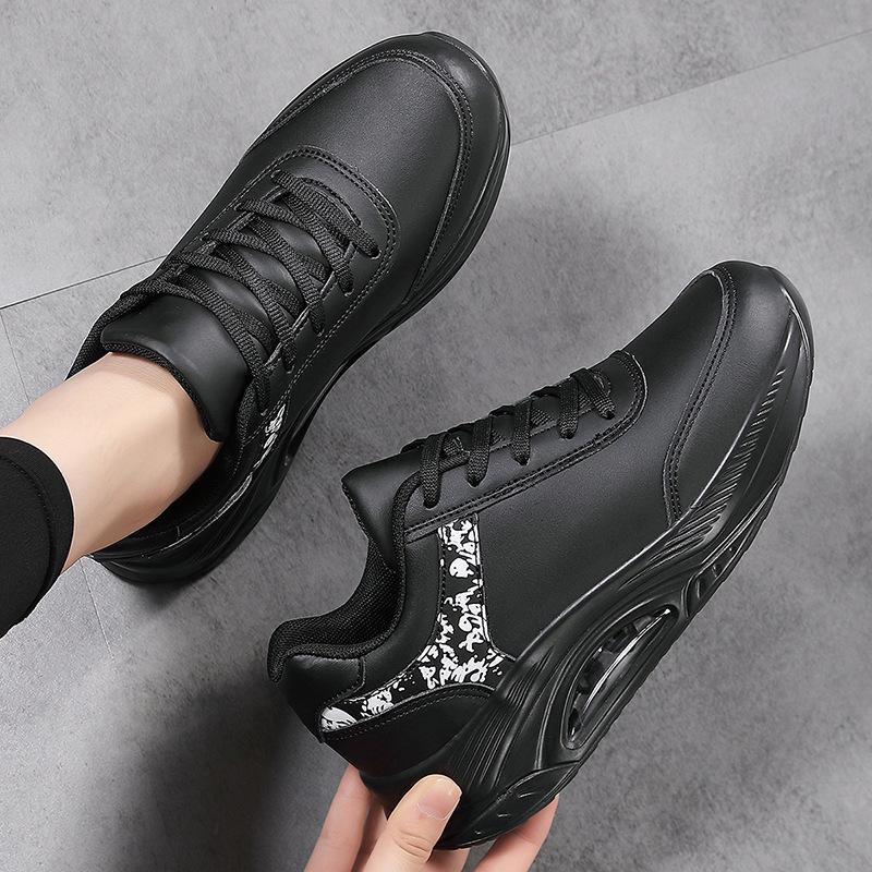 New women's shoes short white shoes student soft-soled sports and leisure shoes thick-soled heightening rocking shoes leather surface