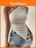 Streetwear Asymmetric Knit Tank Top With Scoop Neck For Spring Fashion