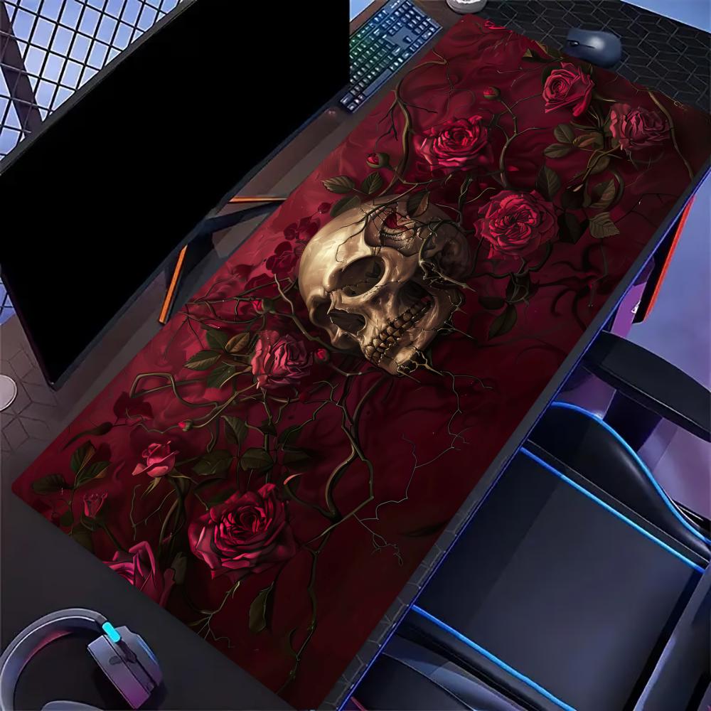Dark Moss Skull Large Extended Gaming Mousepad Non Slip Desk Mat Gothic Forest Keyboard Mousepad For Laptop Desktop Office Decor