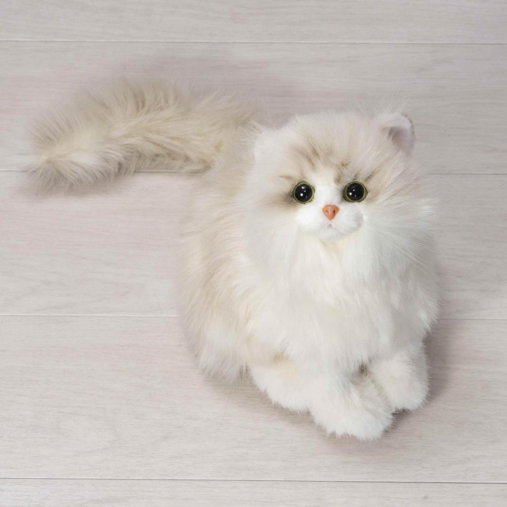 Trendmaster Petting Cat Kitten Ragdoll (Long-haired, white with brown face) [Petting Toy that meows when petted] Realistic Communication Robot