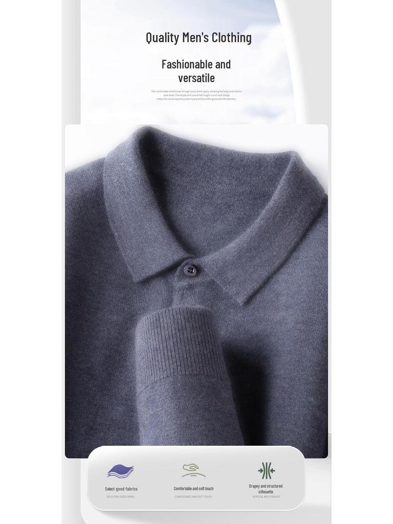 2025 Lässiger Herren-Wollstrickpullover mit Kragen - Warm, Locker, Modischer Basisschicht