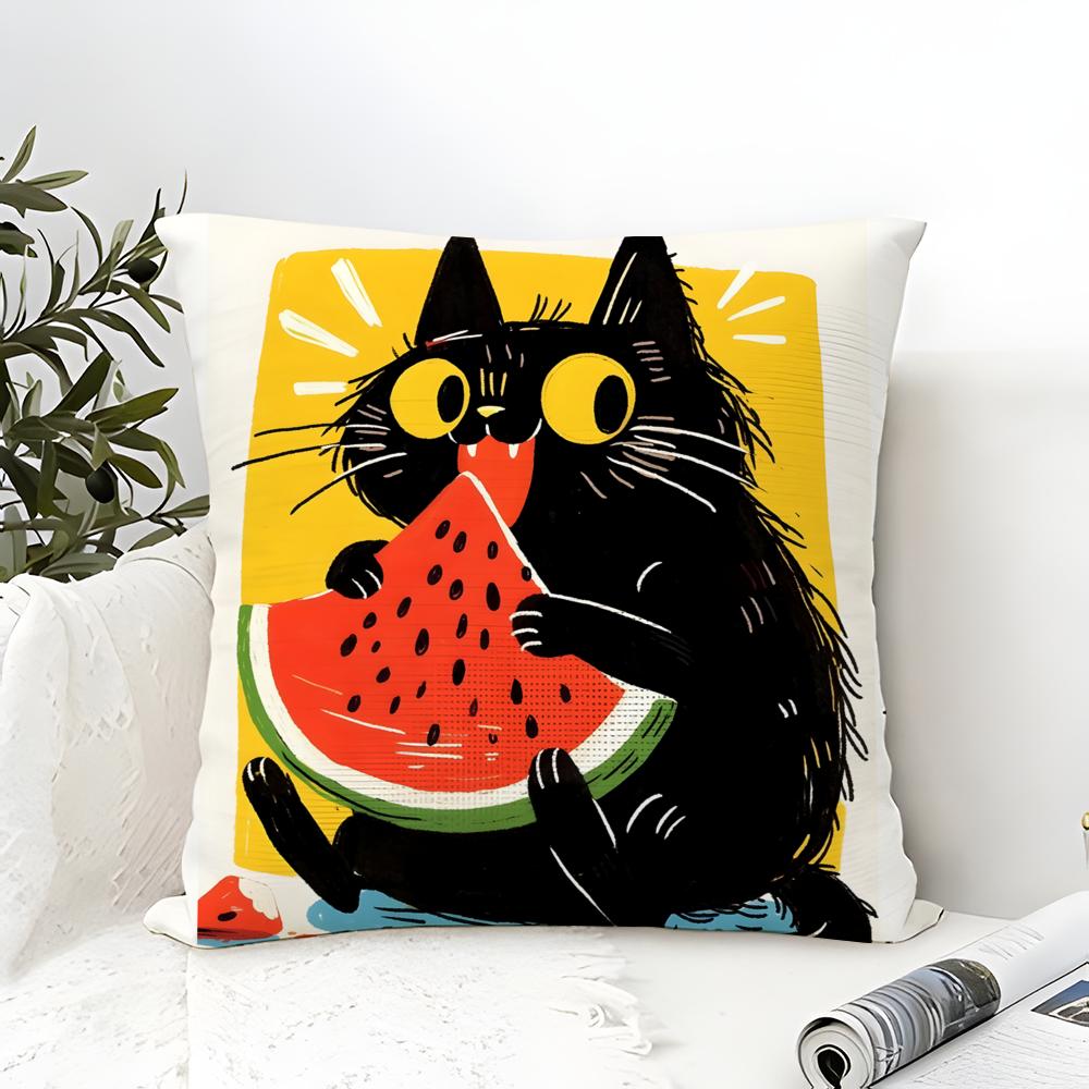 Funny And Surprising Cat Patterns Pillow Case Cotton Linen Fabric Square Zipper Pillowcase Home Decorative Living Room