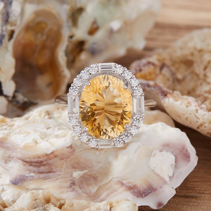 Anello Tesoro di Colore Artigianato Italiano Argento Sterling S925 Ametista Naturale Citrino Anello di Lusso Moda da Donna