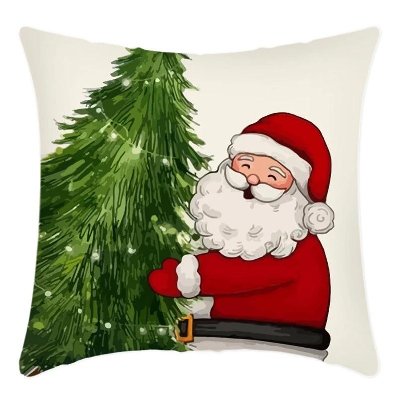 Merry Christmas Pillowcase 45X45Cm Throw Pillowcase Winter Christmas Decorations Home Tree Deer Sofa Cushion Cover New Year