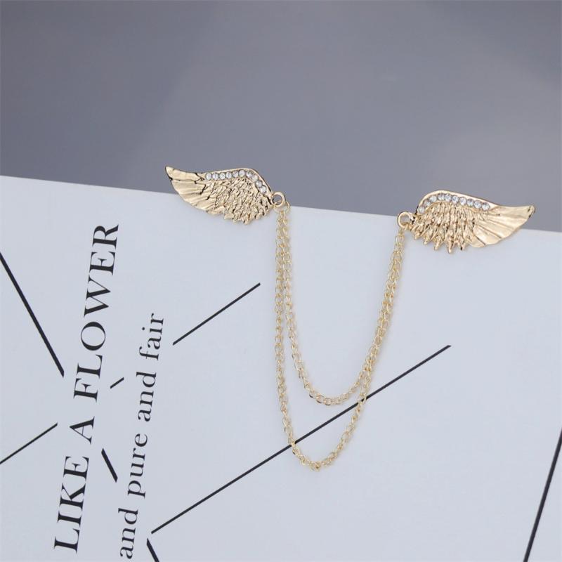 Angel Wing Brooch Metal Tassels Chain Lapel Pins Men Suit Shirt Corsage Gifts For Women Accessories Gift