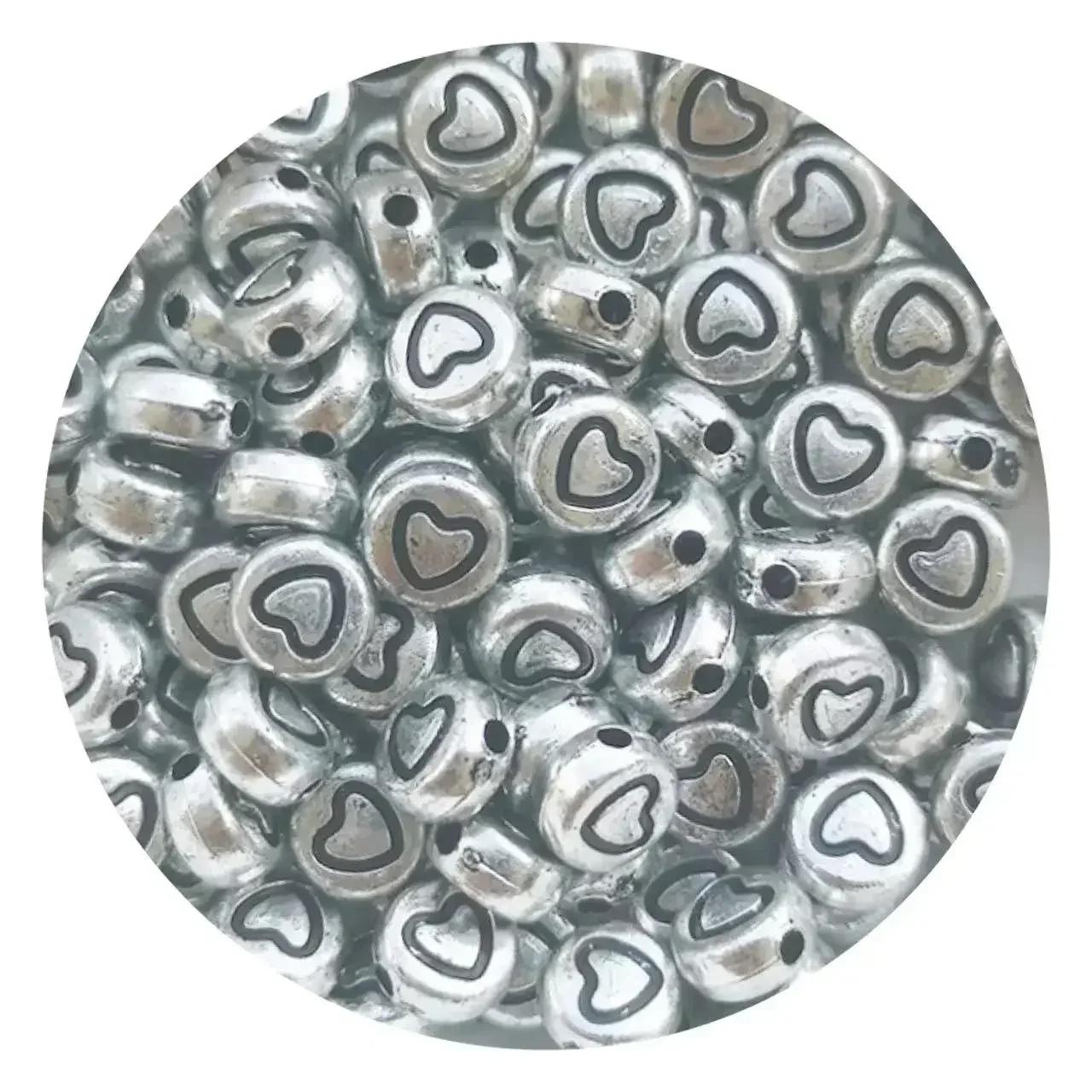 

100-500 шт. Акриловые плоские круглые бусины в форме сердца для изготовления украшений своими руками, браслетов, ожерелий, аксессуаров 4x7 мм 100PCS