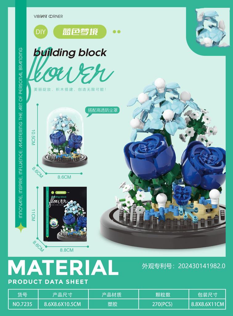 Blumen Steine Konstrukteur Set Mikro Bausteine Kinderspielzeug Erwachsener Partikel Baustein Mini Mädchen Geschenke Dekoration Haus