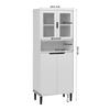 Tall Bookshelf with Tempered Glass Door and Adjustable Shelf, 4 Doors, Painted MDF Cabinet, White, Storage for Living Room and Bedroom