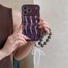 3D Wave Pattern Soft Shell Phone Case with Bracelet for iPhone 17 Pro Max/Apple 16 Solid Color