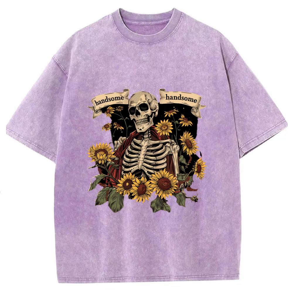

Летняя футболка женская стираная джинсовая ткань новая популярная принт черепа короткий рукав оверсайз круглый вырез топ хип-хоп наряд 3XL