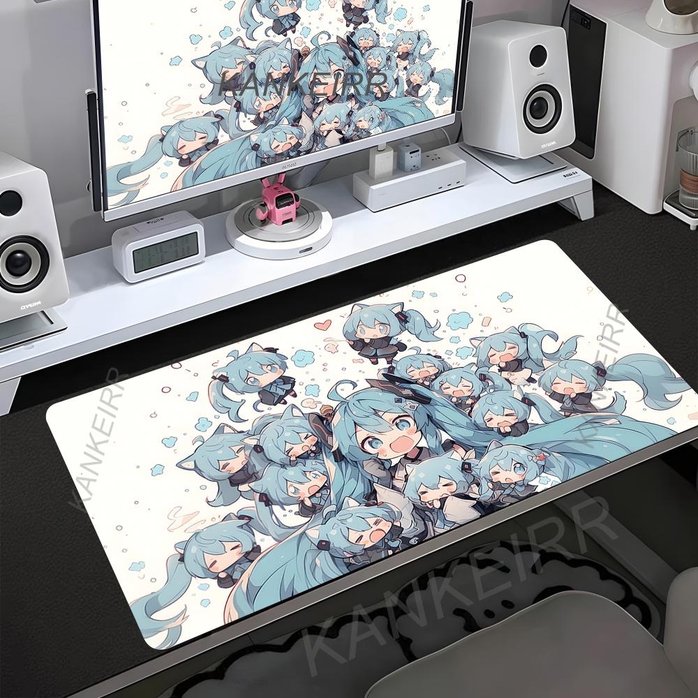 Popular virtual diva H-Hatsune Cute Miku Mouse Pad Non-Slip Rubber Edge Locking Mousepads Game Play Mat for Notebook PC Computer