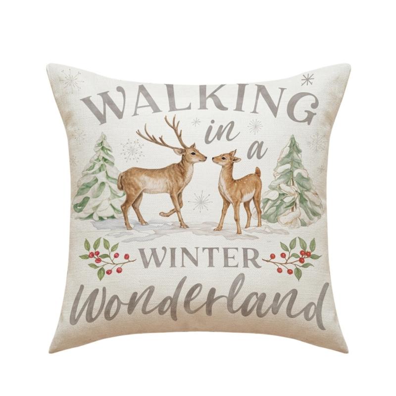 Decorative Animal Antler Cushions Cover 45x45cm Soft Cotton Linen Blend Pillowcase for Sofa Chair
