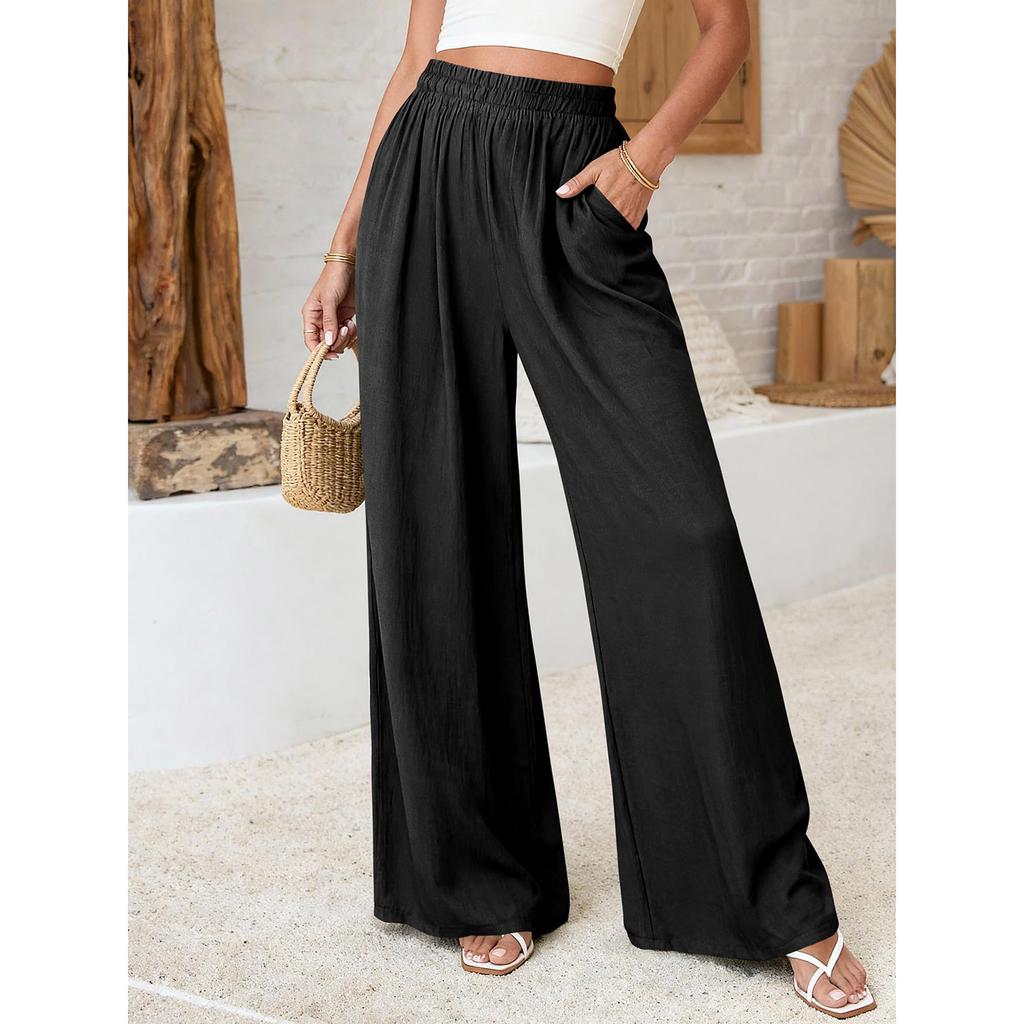 Women's Casual And Fashionable Color Loose Pants With Pocketes