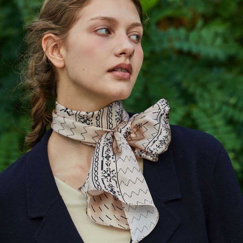 ANA MAISON Text from Ivory Long Petit Silk Scarf [PML-1427]