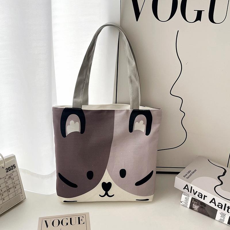 Cartoon Cute Canvas Bag New Large Capacity Fashion Versatile Underarm Bag Casual Commuter Tote Bag