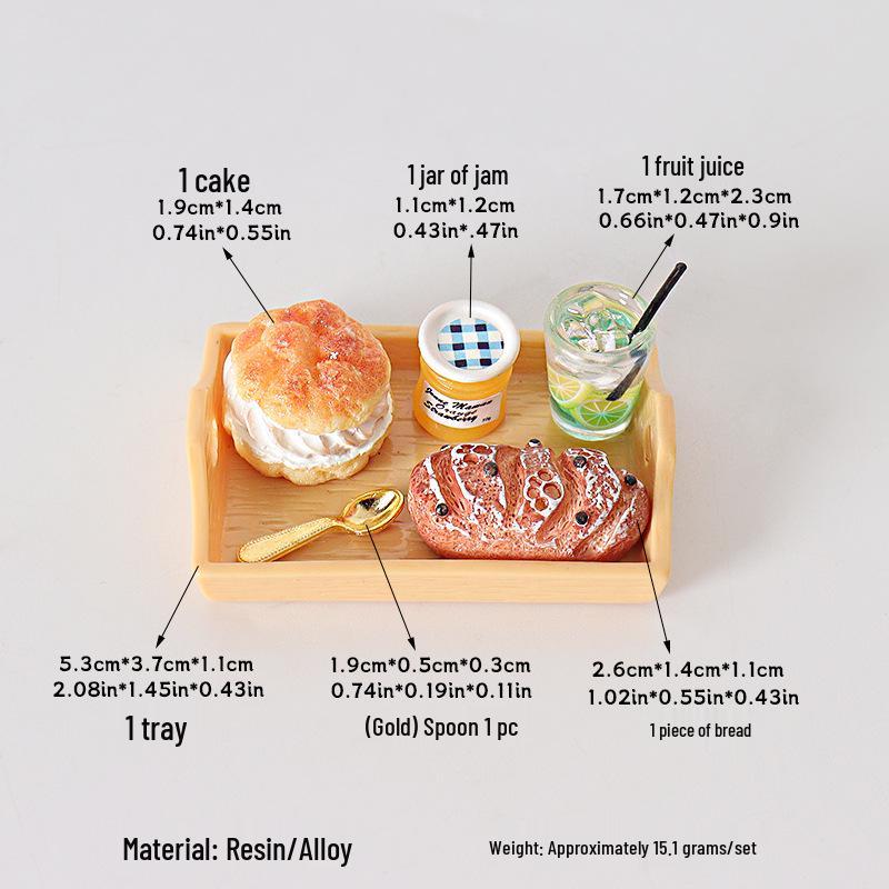 Miniature Dollhouse Bread & Juice Cake Set - DIY Decorations & Accessories