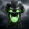 Camiseta Masculina Unissex com Estampas Gráficas de Dragão Manga Curta Camiseta 3D Gola Redonda Moda Designer Básica