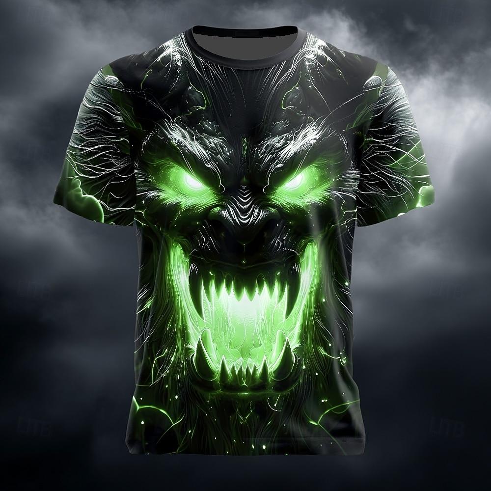 Camiseta Masculina Unissex com Estampas Gráficas de Dragão Manga Curta Camiseta 3D Gola Redonda Moda Designer Básica