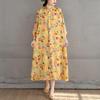 Kurzarm Plus Size Baumwolle Vintage Blumenmuster Neu in Kleidern für Damen lässig locker langes Sommerkleid