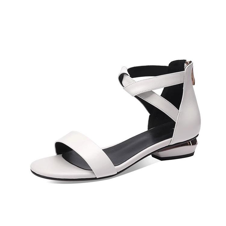 High-top Roman sandals women's summer 2025 new fashion versatile flat low-heeled one-word strap large-size shoes