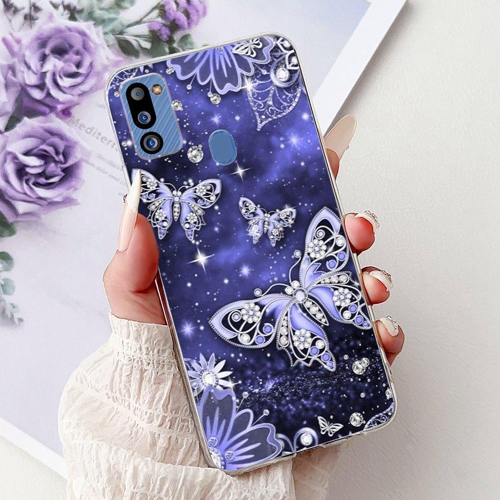 For Samsung M21 2021 Case Clear Fashion Cute Cat Cool Luxury Painted Soft Funda For Samsung Galaxy M21 2021 Back Cover SM-M215G