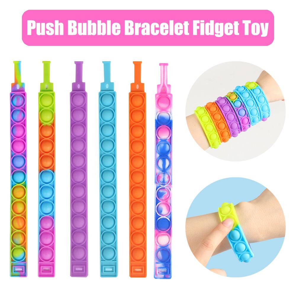 Push Bubble Bracelet Fidget Sensory Toy Color Change Toys Pack for Kids Adults Rainbow Anti-Anxiety Toy Office Stress Relief Toy