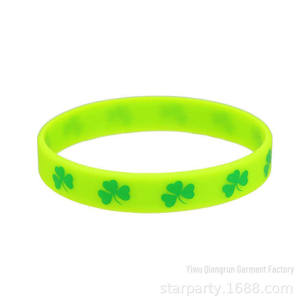Waterproof St. Patrick's Day Shamrock Silicone Bracelet - Irish Festival Wristband Gift