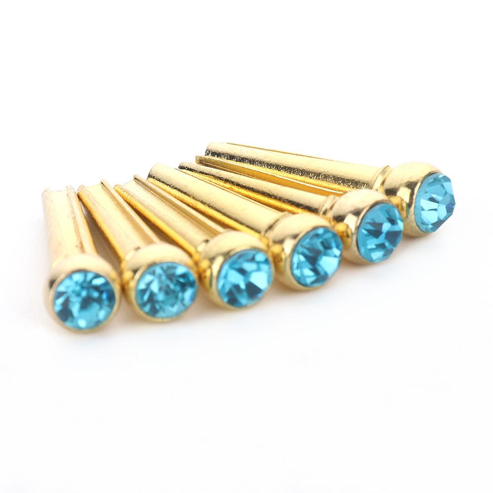 6 pièces Chevilles de Guitare avec Incrustations de Pierres de Cristal Chevilles de Cordes en Métal pour Guitare Acoustique