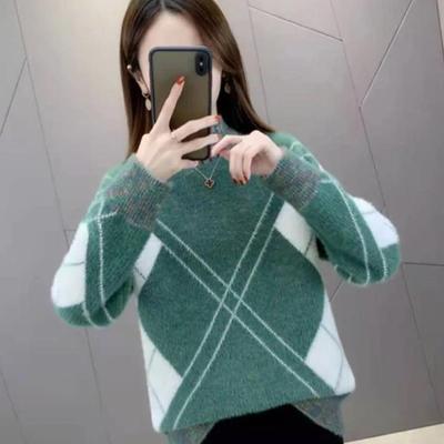 Maglioni vintage da donna, pullover invernali a righe, stile coreano, maglione oversize, maglieria casual, pullover largo