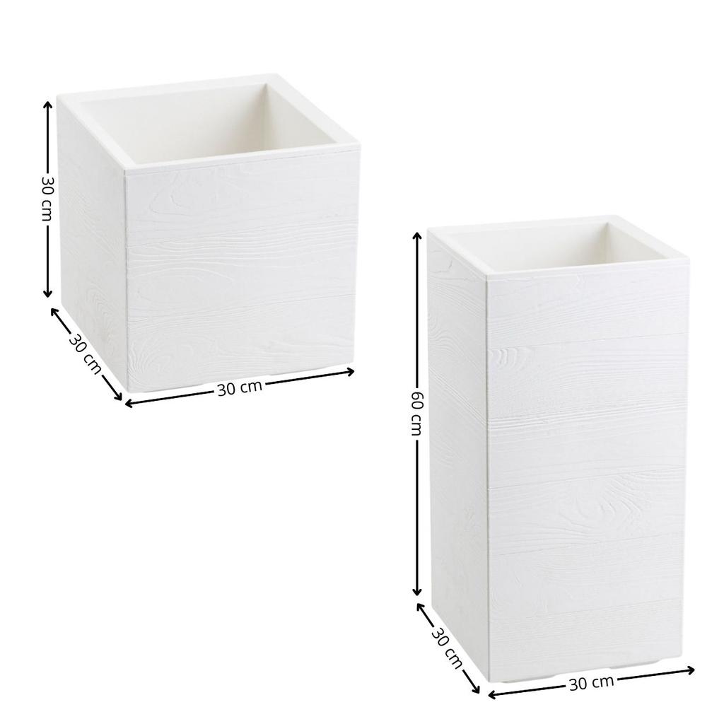 Set of Betonique Planters on Wheels, Post, Board, Cream, 2 pcs