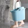 Wheeled Rectangular Mop Bucket with Handle - Large Capacity, Thickened Design for Easy Cleaning and Dehydration