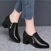 Deep Single Shoes Women's Thick Heel Autumn New Middle-aged Shoes Women's Shoes Comfortable and Versatile Medium Heel Small Leather Shoes