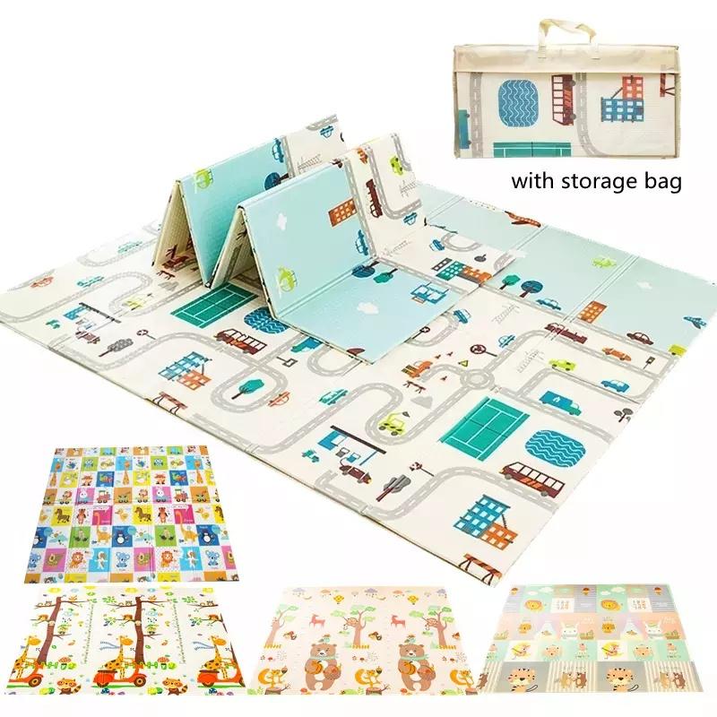 Foldable Crawling Carpet Kids Game Activity Rug Folding Blanket Educational Toys Baby Play Mat Waterproof XPE Soft Floor Playmat 1.5m by 2m by 1cm