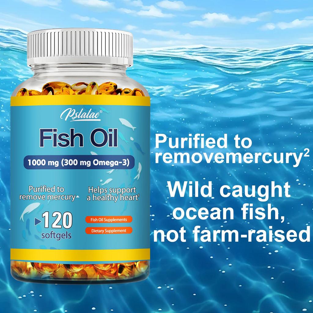 Pslalae - 1000 mg Fish Oil Dietary Supplement Capsules - Heart Health