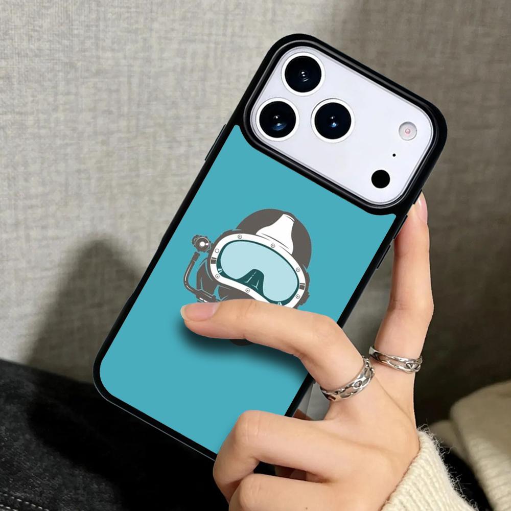 Capa Case for iPhone 17 Air 16 Pro Max 15 Plus 11 13 Mini 14 12 Back Phone Cover Scuba Diving Diver