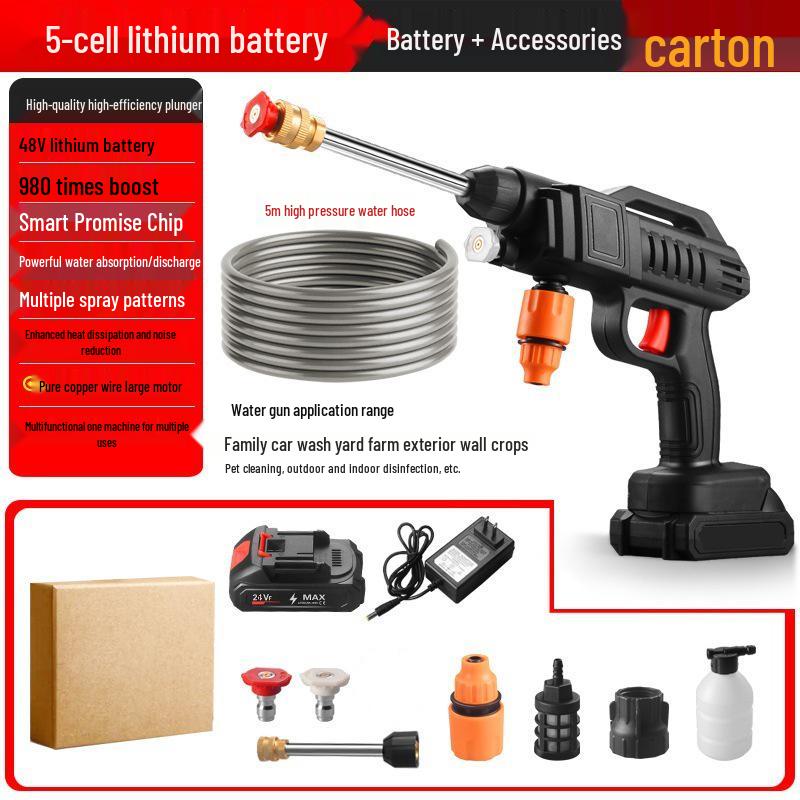 Portable High-Pressure Lithium Battery Water Gun for Car Wash & Garden Use
